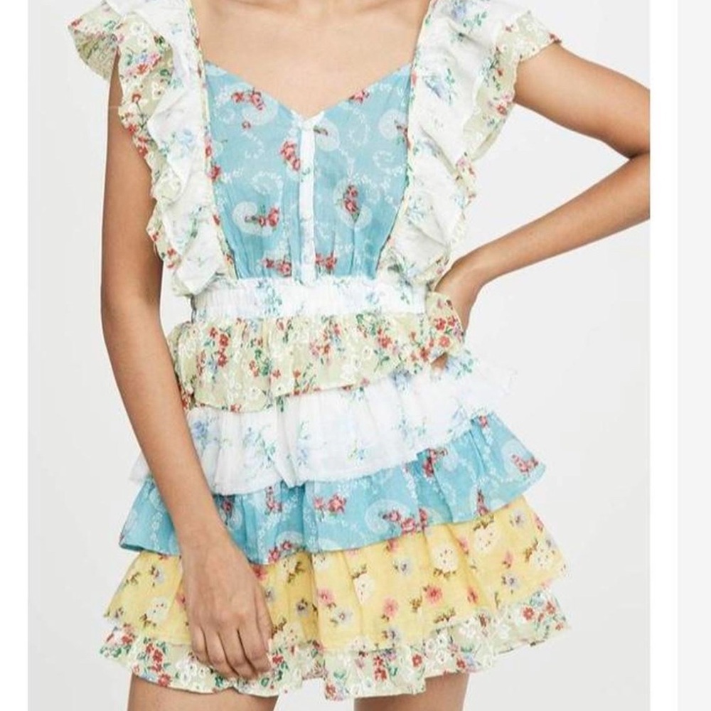 LoveShackFancy Phyllis Ruffled Cotton Mini Dress